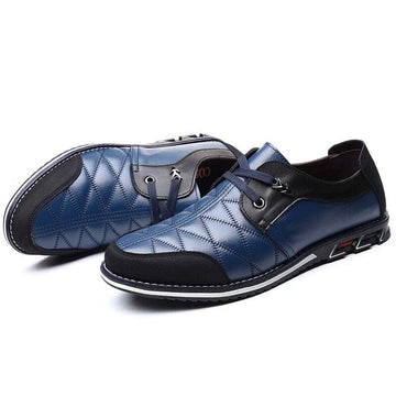 Plus Size Men Plaid Leather Soft Lace Up Comfy Casual Shoes